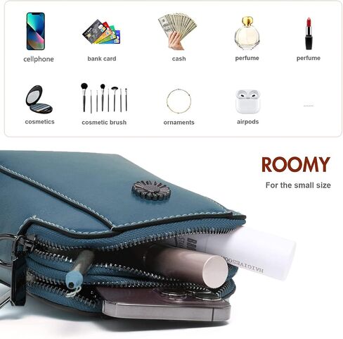 Women Vintage Leather Crossbody Phone Bag, Small Messenger Shoulder Bag Cash Handbag Wallet Purse With Card Slots in Saudi Arabia