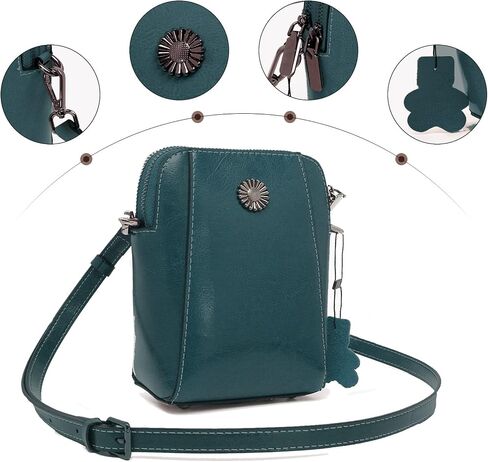 Women Vintage Leather Crossbody Phone Bag, Small Messenger Shoulder Bag Cash Handbag Wallet Purse With Card Slots in Saudi Arabia