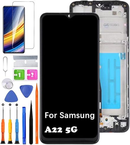 بديل شاشة Samsung A22 5G مع إطار لهاتف Samsung A226B A226B/DS A226BR A226L LCD مجموعة رقمية تعمل باللمس مع أدوات قطع الغيار (غير مناسبة A22 4G) in Saudi Arabia