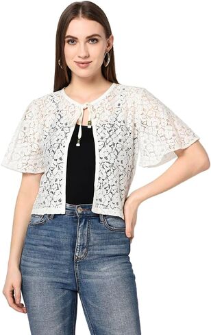 In Secret Women Butterfly Sleeve 95% Cotton 5% Nylon Lace Tie Up Shrug in Saudi Arabia