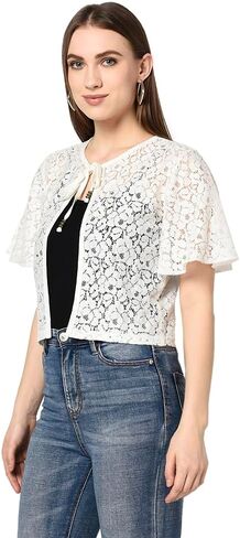 In Secret Women Butterfly Sleeve 95% Cotton 5% Nylon Lace Tie Up Shrug in Saudi Arabia