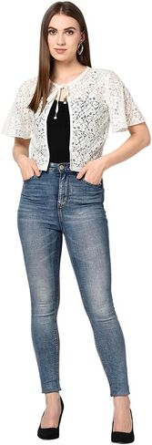 In Secret Women Butterfly Sleeve 95% Cotton 5% Nylon Lace Tie Up Shrug in Saudi Arabia