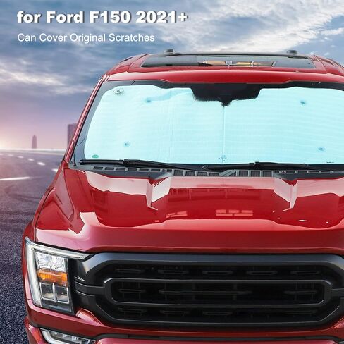 Windshield Sunshade Truck Window Sun Shade Foldable Sun Visor with Black Interior Compatible with Ford F150 2021+ (Lariat, King Ranch, Platinum, XL, XLT, Limited, Raptor,Lighting) in Saudi Arabia