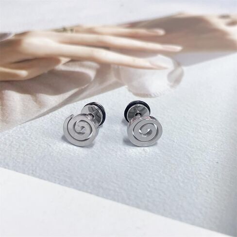 16G Spiral Swirl Screw Back Small Stud Earrings for Men Women Punk Minimalist Geometric Surgical Steel Cartilage Tragus Piercing Sleeper Studs Hypoallergenic for Sensitive Ears Gift in Saudi Arabia