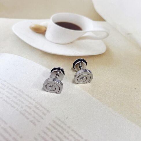 16G Spiral Swirl Screw Back Small Stud Earrings for Men Women Punk Minimalist Geometric Surgical Steel Cartilage Tragus Piercing Sleeper Studs Hypoallergenic for Sensitive Ears Gift in Saudi Arabia