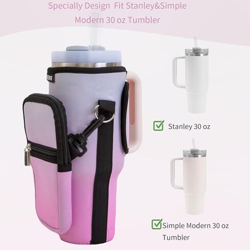 حقيبة حمل مع حزام جيب للهاتف لكوب ستانلي 40/30 أونصة، حقيبة حامل لزجاجة المياه ذات أكمام طويلة لكوب ستانلي وكوب ستانلي عصري بسيط 40 أونصة (40 أونصة، ST40-06) in Kuwait