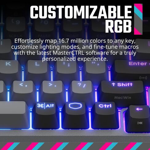 لوحة مفاتيح ألعاب RGB ميكانيكية لاسلكية من Cooler Master MK770 Macaron، Kailh Box V2 Click White Switchs، هيكل الحشية، قابل للتبديل السريع، Bluetooth|2.4 جيجا هرتز، قرص باللمس ثلاثي الاتجاهات، QWERTY (MK-770-MCKW1-US) in Kuwait