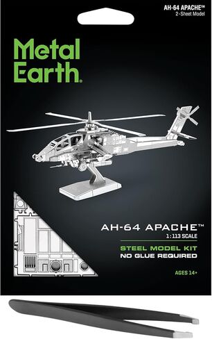 Metal Earth Fascinations AH-64 Apache 3D Metal Model Kit Bundle with Tweezers in Saudi Arabia