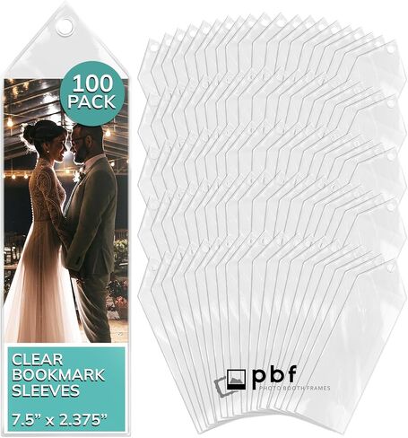 إطارات PBF PHOTO BOOTH بأكمام شفافة من الفينيل لصور Shutterbooth | مسح الإشارات المرجعية حامل شريط الصور | إشارات مرجعية مخصصة يمكنك صنعها بنفسك | إشارات مرجعية واضحة للصياغة (25 حزمة) in Kuwait