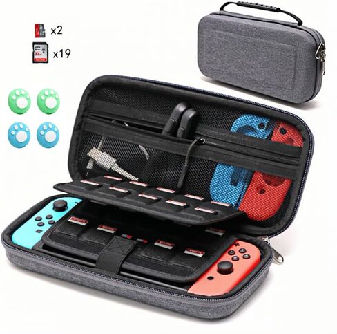 BGGCHEECA GO-L Hard Carrying Shell Case Compatible with Switch/Switch OLED, with 19 Game Card Slots and 2 Micro SD Card Slots, Portable Travel Carry Case, with 4 Thumb Grip Caps. (Black/Red) in Saudi Arabia