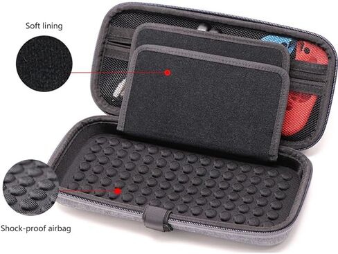 BGGCHEECA GO-L Hard Carrying Shell Case Compatible with Switch/Switch OLED, with 19 Game Card Slots and 2 Micro SD Card Slots, Portable Travel Carry Case, with 4 Thumb Grip Caps. (Black/Red) in Saudi Arabia