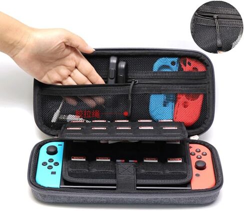 BGGCHEECA GO-L Hard Carrying Shell Case Compatible with Switch/Switch OLED, with 19 Game Card Slots and 2 Micro SD Card Slots, Portable Travel Carry Case, with 4 Thumb Grip Caps. (Black/Red) in Saudi Arabia