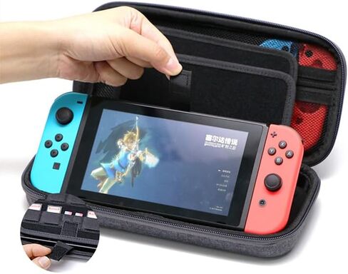 BGGCHEECA GO-L Hard Carrying Shell Case Compatible with Switch/Switch OLED, with 19 Game Card Slots and 2 Micro SD Card Slots, Portable Travel Carry Case, with 4 Thumb Grip Caps. (Black/Red) in Saudi Arabia