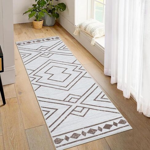 Area Rug 8x10 Modern Geometric Area Rug Moroccan Indoor Carpet Large Area Rug Machine Washable Rug Non Slip Indoor Carpet for Living Room Bedroom Home Decor, Grey, 8’x10’ in Saudi Arabia