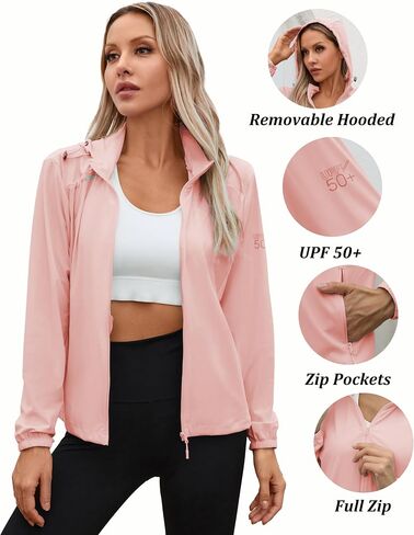 Women's UPF 50+ Sun Protection Athletic Jacket Pockets Long Sleeve Lightweight Cooling Shirts Hiking Outdoor in Saudi Arabia