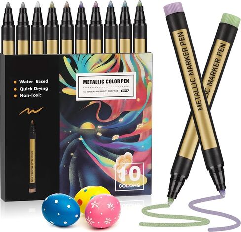 أقلام تحديد معدنية EooUooIP علامة معدنية للورق الأسود - 10 قطع أقلام تحديد معدنية دائمة للقصاصات والحرف اليدوية in Kuwait