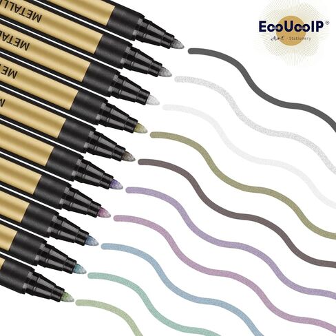 أقلام تحديد معدنية EooUooIP علامة معدنية للورق الأسود - 10 قطع أقلام تحديد معدنية دائمة للقصاصات والحرف اليدوية in Kuwait