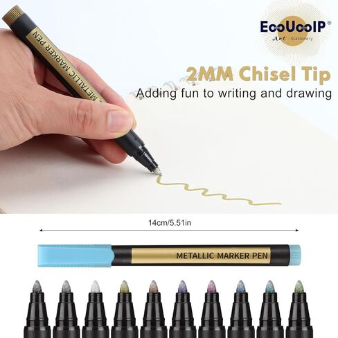 أقلام تحديد معدنية EooUooIP علامة معدنية للورق الأسود - 10 قطع أقلام تحديد معدنية دائمة للقصاصات والحرف اليدوية in Kuwait