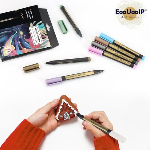 أقلام تحديد معدنية EooUooIP علامة معدنية للورق الأسود - 10 قطع أقلام تحديد معدنية دائمة للقصاصات والحرف اليدوية in Kuwait