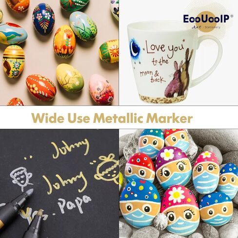 أقلام تحديد معدنية EooUooIP علامة معدنية للورق الأسود - 10 قطع أقلام تحديد معدنية دائمة للقصاصات والحرف اليدوية in Kuwait