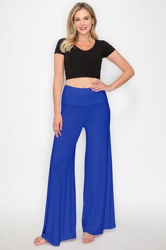 Women's Stretchy Wide Leg Palazzo Lounge Pants High Waist Palazzo Pants (S~XL) in Saudi Arabia