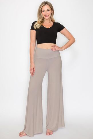 Women's Stretchy Wide Leg Palazzo Lounge Pants High Waist Palazzo Pants (S~XL) in Saudi Arabia