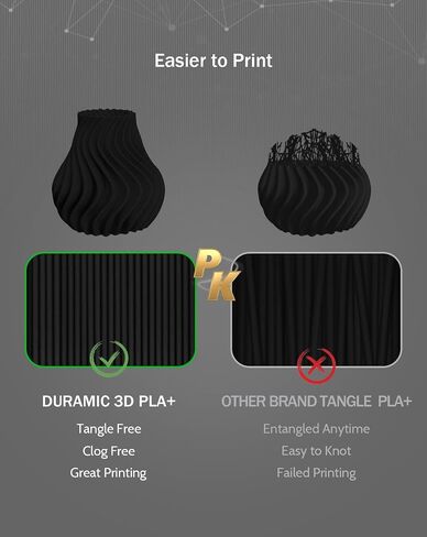 DURAMIC 3D PLA Plus Filament 1.75 مم أبيض 1 كجم، 1.75 PLA Pro 3D خيوط الطابعة 8 مرات قوة، 1 كجم من الورق المقوى بكرة طباعة ثلاثية الأبعاد دقة الأبعاد 99% +/- 0.03 مم in Kuwait