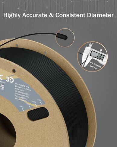 DURAMIC 3D PLA Plus Filament 1.75 مم أبيض 1 كجم، 1.75 PLA Pro 3D خيوط الطابعة 8 مرات قوة، 1 كجم من الورق المقوى بكرة طباعة ثلاثية الأبعاد دقة الأبعاد 99% +/- 0.03 مم in Kuwait