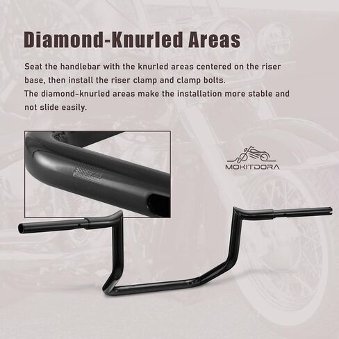 MoKitDora Indian Handlebar 8" Rise 1-1/4" Fat 1.25" Clamp Ape Hangers Meathook Bagger Bars Compatible with 2018-up Indian Chieftain Roadmaster, Gloss Black in Saudi Arabia