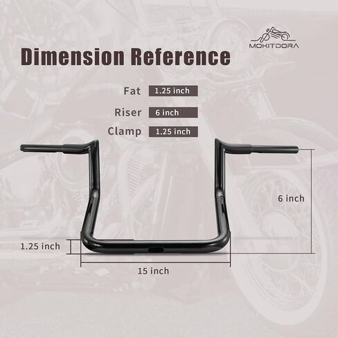 MoKitDora Indian Handlebar 8" Rise 1-1/4" Fat 1.25" Clamp Ape Hangers Meathook Bagger Bars Compatible with 2018-up Indian Chieftain Roadmaster, Gloss Black in Saudi Arabia