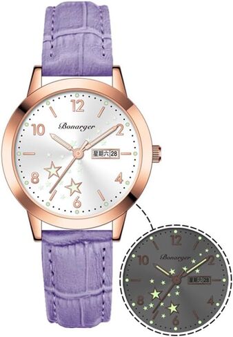 Women's Casual Wrist Watch, Leather Band Analog Quartz Ladies Dress Watch with Calendar Date, Classic Gifts for Her in Saudi Arabia
