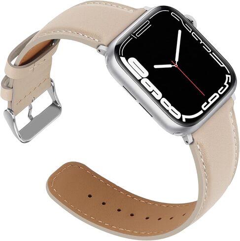 Anlinser Bands Compatible with Apple Watch Band 45mm 44mm 42mm 41mm 40mm 38mm for Women Men, Leather Replacement Strap Design for iWatch Ultra 2 Series 9 8 7 6 5 4 3 SE (41/40/38, Starlight) in Saudi Arabia