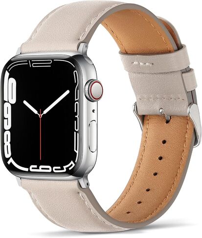 Anlinser Bands Compatible with Apple Watch Band 45mm 44mm 42mm 41mm 40mm 38mm for Women Men, Leather Replacement Strap Design for iWatch Ultra 2 Series 9 8 7 6 5 4 3 SE (41/40/38, Starlight) in Saudi Arabia