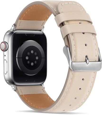 Anlinser Bands Compatible with Apple Watch Band 45mm 44mm 42mm 41mm 40mm 38mm for Women Men, Leather Replacement Strap Design for iWatch Ultra 2 Series 9 8 7 6 5 4 3 SE (41/40/38, Starlight) in Saudi Arabia