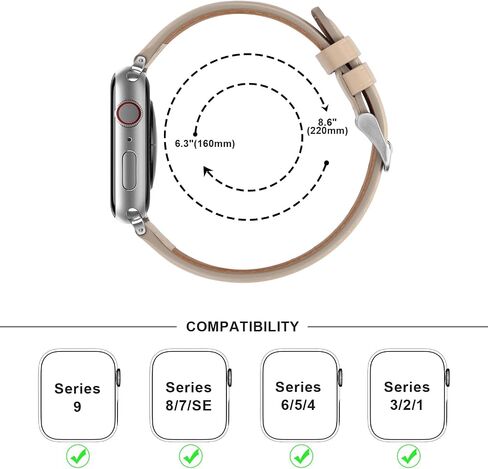 Anlinser Bands Compatible with Apple Watch Band 45mm 44mm 42mm 41mm 40mm 38mm for Women Men, Leather Replacement Strap Design for iWatch Ultra 2 Series 9 8 7 6 5 4 3 SE (41/40/38, Starlight) in Saudi Arabia