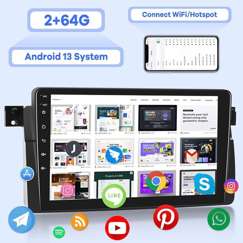[2G+64G] Car Radio for BMW 3 Series E46 1999-2005, Android 13 Touch Screen Car Play Stereo, Carplay/Android Auto/EQ Audio/SWC/Bluetooth in Saudi Arabia