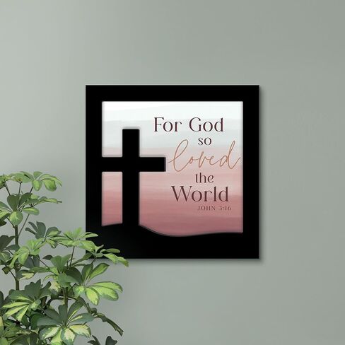 P. Graham Dunn So Loved The World Pink Cross 13.75 x 13.75 لافتة حائط مزخرفة من خشب MDF in Saudi Arabia