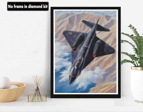 VAIIEYO الماس الفن اللوحة الطائرة، آلة الطائرة الفنية الماس، الحفر الكامل جولة حجر الراين الحرفية قماش للمنزل جدار ديكور هدية 12x16 بوصة in Kuwait