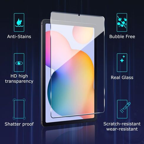 【عبوتان】 واقي شاشة لهاتف Samsung Galaxy Tab S6 Lite 10.4 بوصة 2024/2022/2020 (SM-P613/P619/P610/P615) مع طبقة شاشة من الزجاج المقوى بصلابة 9H مضادة للخدش وخالية من الفقاعات وسهلة التركيب in Kuwait
