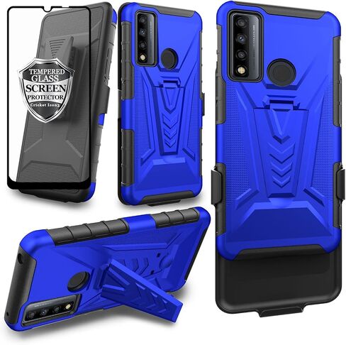 Ailiber Case for TCL 4X 5G(T601DL), Alcatel TCL 20A 5G (T768S) Case Holster with Screen Protector, Swivel Belt Clip Holster with Kickstand, Heavy Duty Full Body Shockproof Phone Cover for TCL 4X-Black in Kuwait