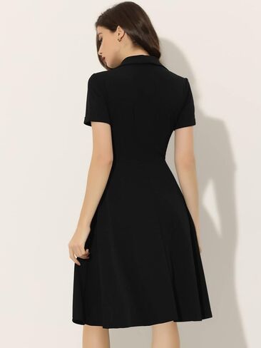 Allegra K Vintage Dresses for Women's 2024 Flat Collar Short Sleeve Fit and Flare Dress in Saudi Arabia