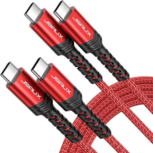 JSAUX 100W USB C to USB C Cable, 2-Pack 6.6FT, 5A Fast Charging, Red in Kuwait