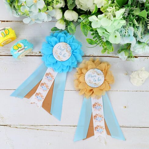 مجموعة وشاح الأمومة من JOYMEMO Green Boho Pampas Grass Baby Shower Maternity - حزام البطن المزين بالزهور من Pampas ودبابيس للأم تو بي والأب تو بي، لوازم حفلات الحمل الجديدة للآباء والأمهات in Saudi Arabia