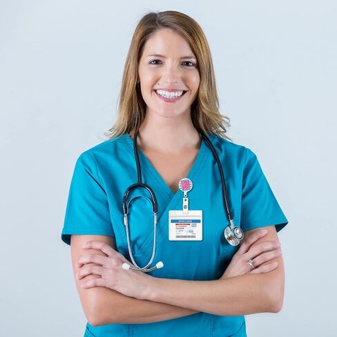 حامل بكرات شارة الممرضة قابل للسحب مع مشبك هوية لبطاقة علامة اسم الممرضة EMT EMS الإسعافات الأولية غرفة الطوارئ التمريض الطبيب المعلم طالب العمل الطبي مكتب التمساح كليب in Saudi Arabia