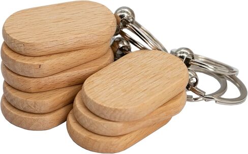 50 Pcs Wood Engraving Blanks Wooden Blank Keychains (Round) TFoRibbon00057 in Saudi Arabia