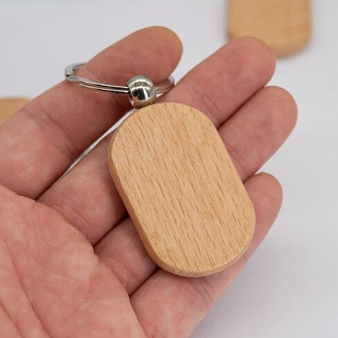 50 Pcs Wood Engraving Blanks Wooden Blank Keychains (Round) TFoRibbon00057 in Saudi Arabia