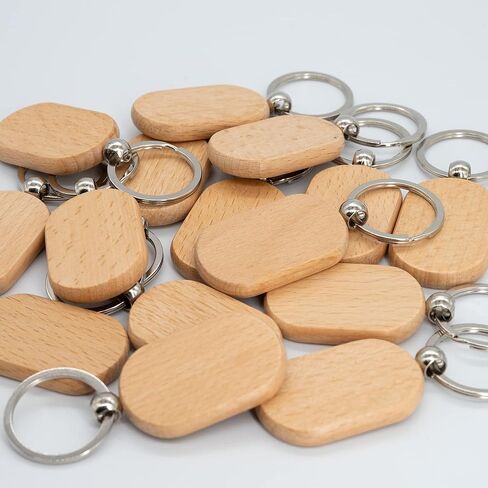 50 Pcs Wood Engraving Blanks Wooden Blank Keychains (Round) TFoRibbon00057 in Saudi Arabia