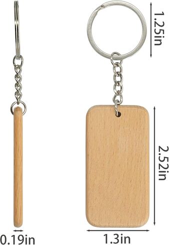 50 Pcs Wood Engraving Blanks Wooden Blank Keychains (Round) TFoRibbon00057 in Saudi Arabia