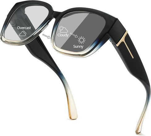 نظارات شمسية Myiaur Photochromic Fit Over النظارات الشمسية، حماية من الأشعة فوق البنفسجية 400، نظارات شمسية متعددة الاستخدام ليلاً ونهارًا، مثالية للقيادة وللاستخدام اليومي in Kuwait