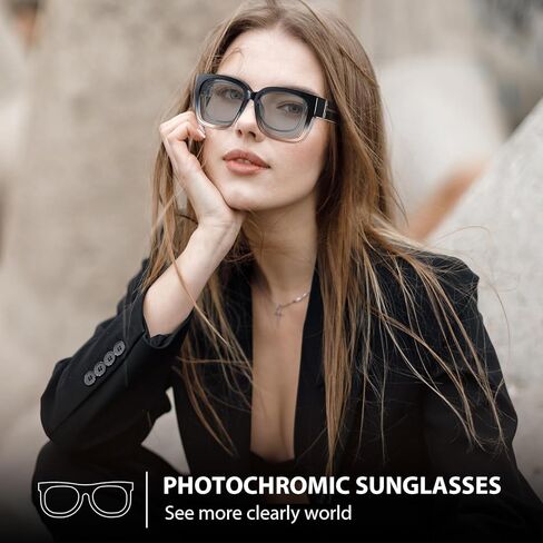 نظارات شمسية Myiaur Photochromic Fit Over النظارات الشمسية، حماية من الأشعة فوق البنفسجية 400، نظارات شمسية متعددة الاستخدام ليلاً ونهارًا، مثالية للقيادة وللاستخدام اليومي in Kuwait